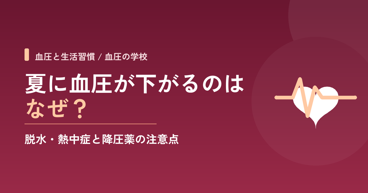 夏に血圧が下がるのはなぜ？脱水・熱中症と降圧薬の注意点